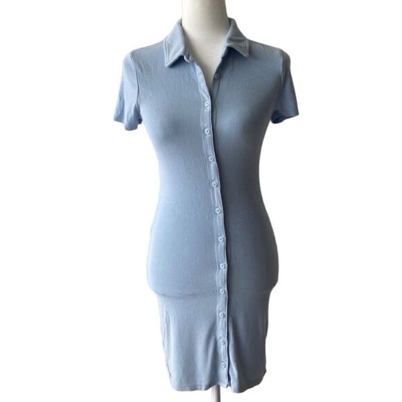 Forever 21 Button Front Tee Dress Ribbed Short Sleeves SZ S - Picture 14 of 14